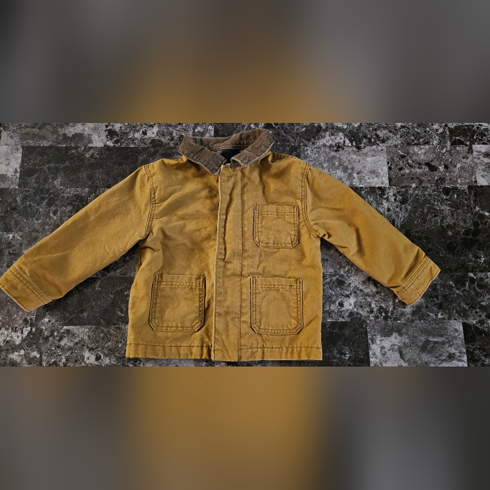 Kids Tan Jacket with Corduroy Collar
